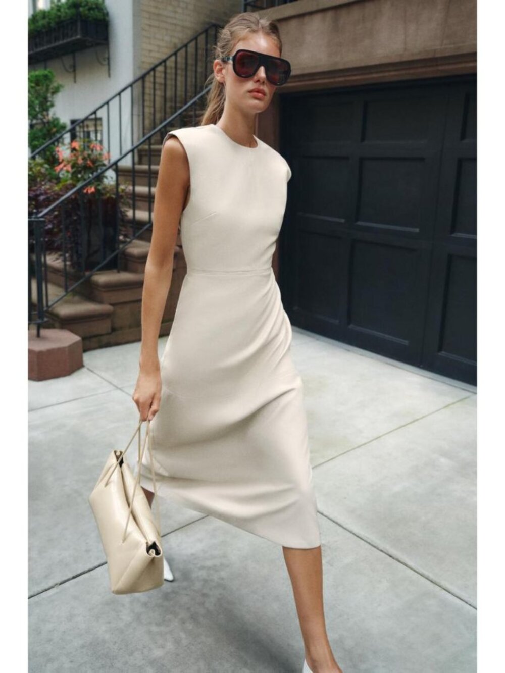 ZARA MIDI FAUX LEATHER DRESS WITH SHOULDER PADS 4387/237/712